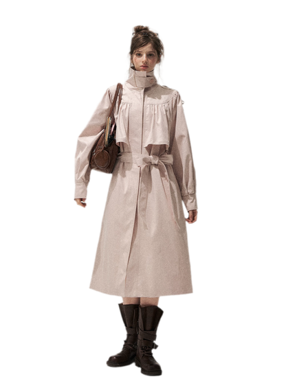 Gathered Cape Trench Coat