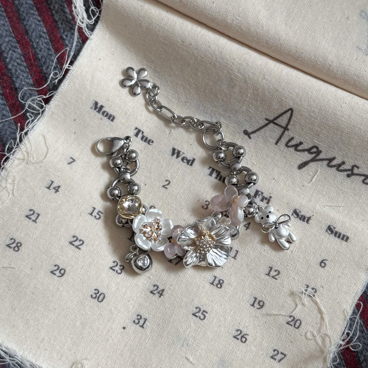 Silver Floral Punk Bracelet