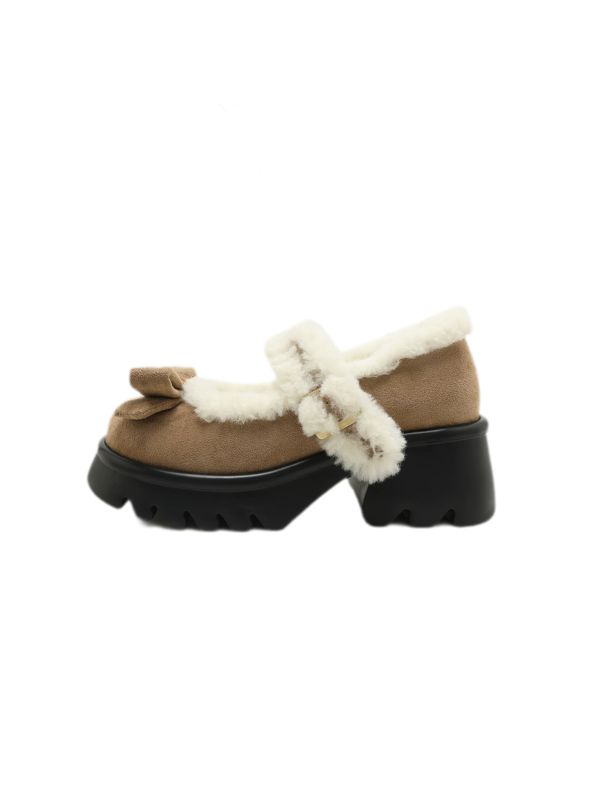 Plush Bow Platform Mary Janes
