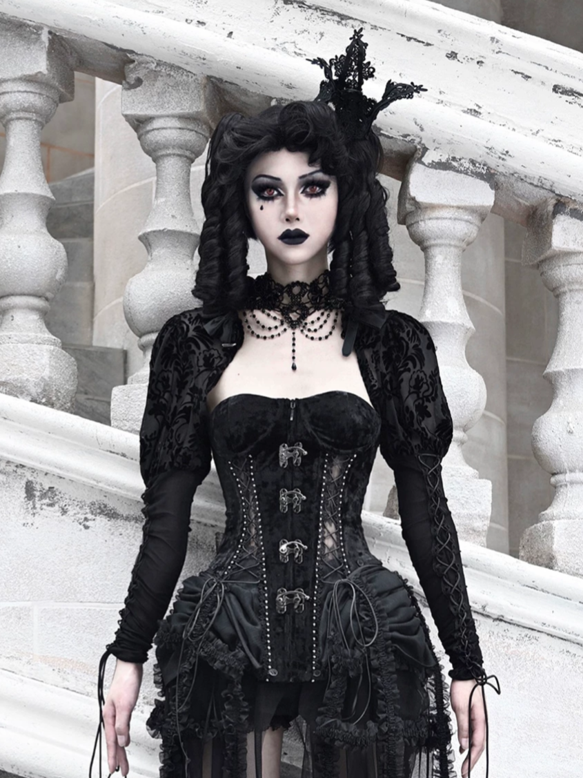Áo corset bustier nhung lồng chim