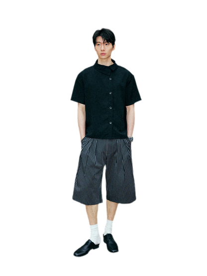 Lyocell Linen Stand Collar Shirt