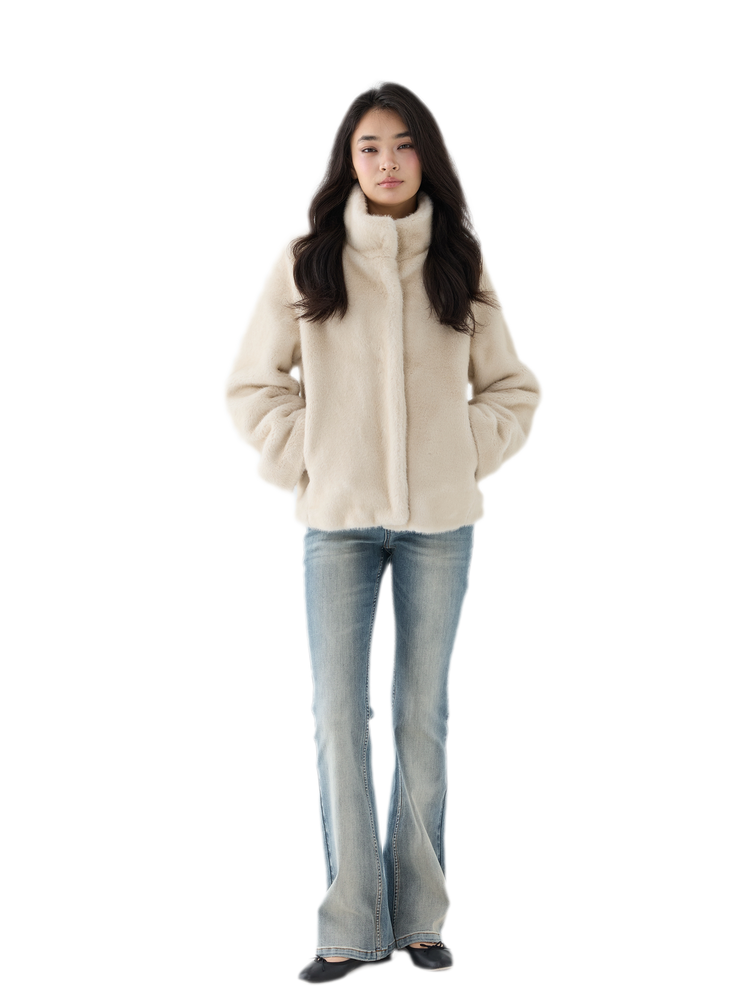 Eco-Friendly Cropped Faux Fur Jacket