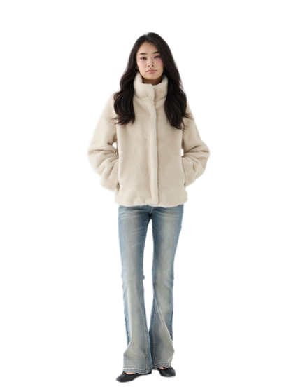 Eco-Friendly Cropped Faux Fur Jacket