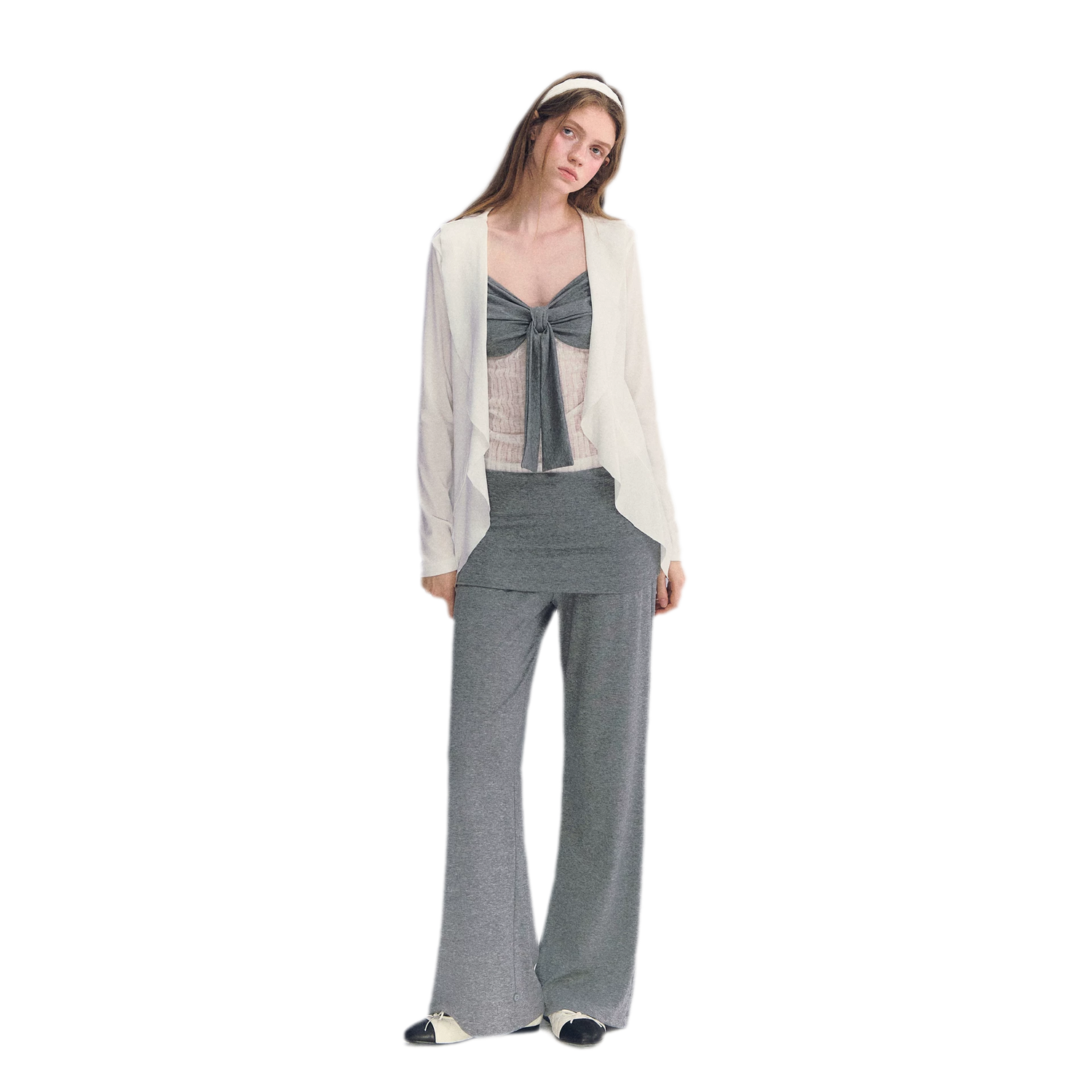 Ruffled Drape Knit Set