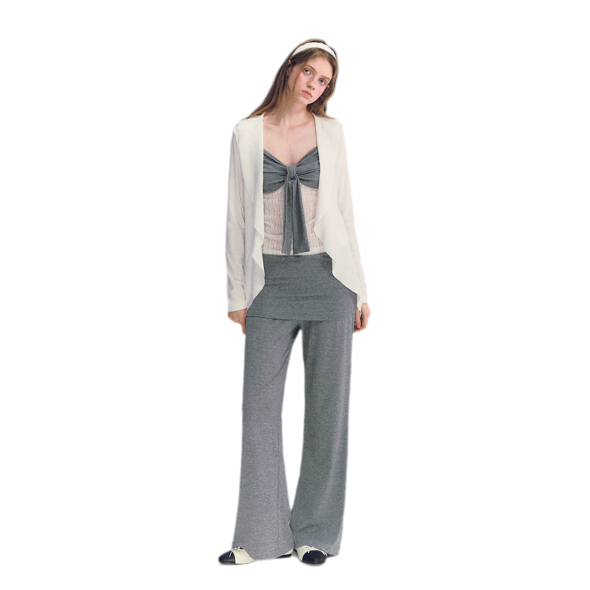 Ruffled Drape Knit Set