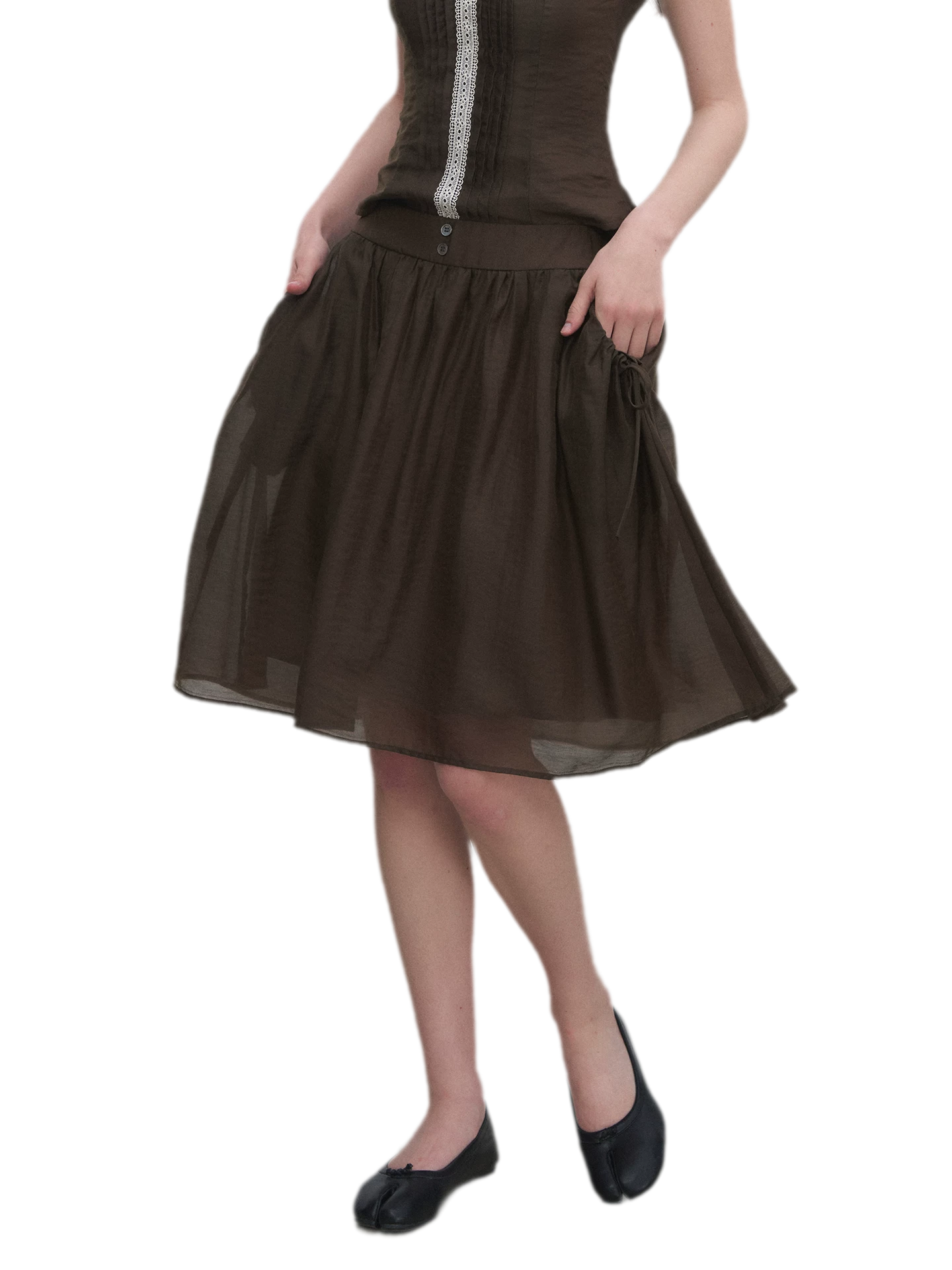Tie-Neck Flared Skirt Set
