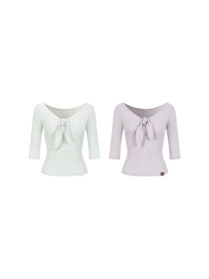 Heartbeat Light Tie Pure Desire Off-Shoulder T-Shirt
