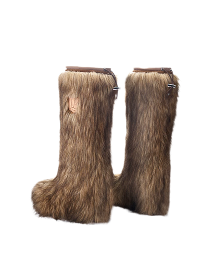Eco-Fur Tall Wedge Boots