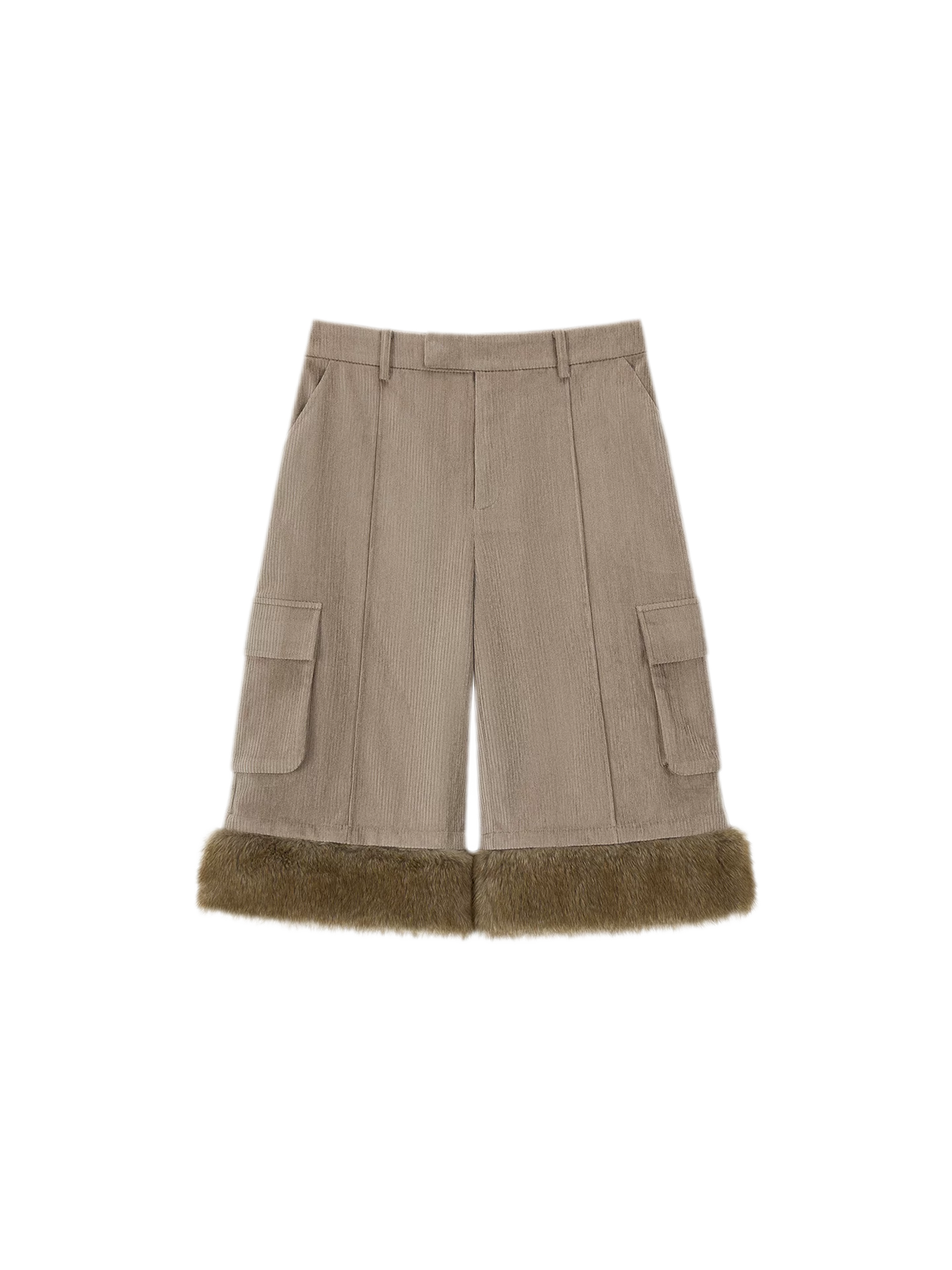 Chenille Cargo Cropped Wide-Leg Pants