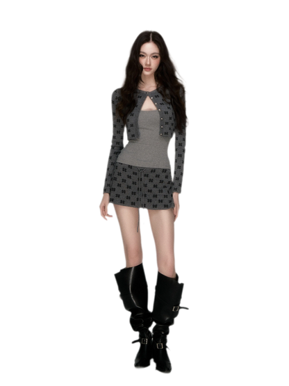 Jacquard Cropped Knit Set