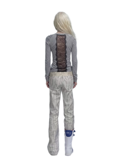 Washed Flared Low-Rise Jeans