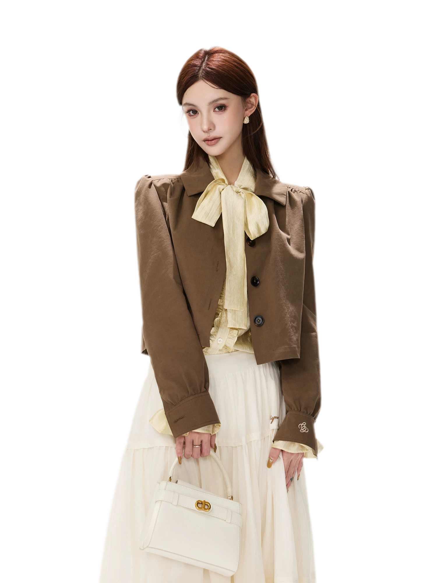 Vintage Puff Sleeve Cropped Jacket