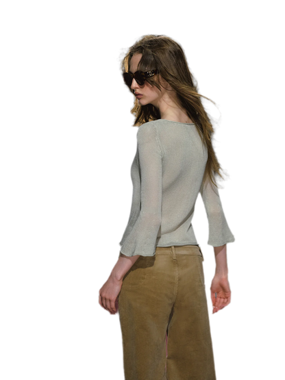 Sheer Bell Sleeve Knit Top