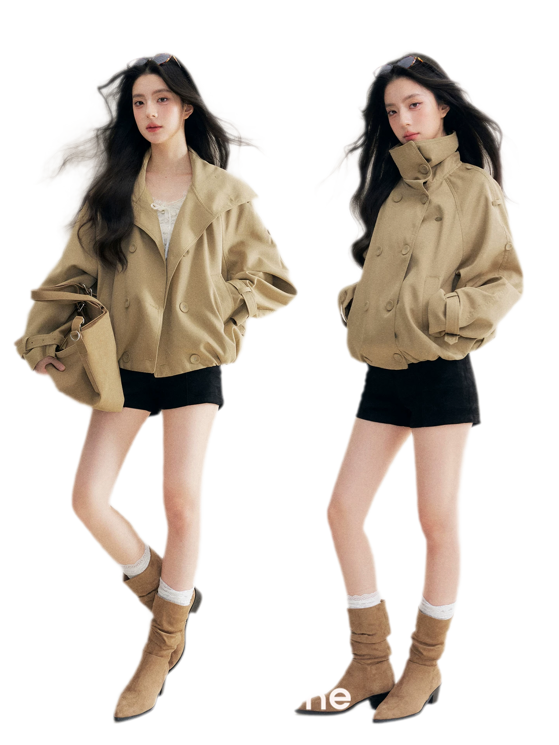 Oversized Cropped Double-Breasted Trench Coat