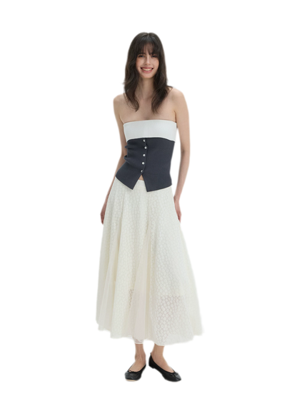 French Colorblock Bandeau Top