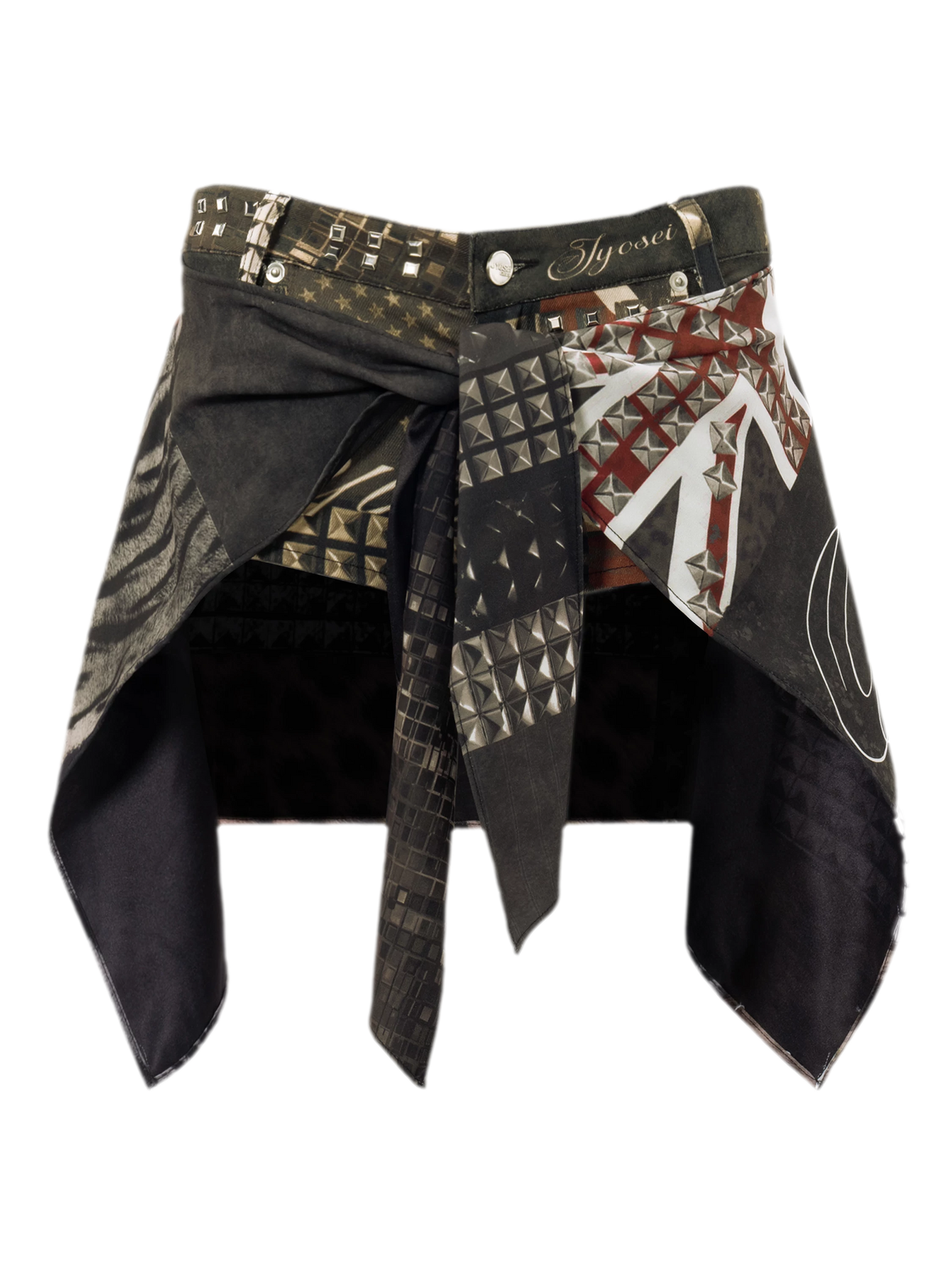 Vintage Union Jack Patchwork Studded Shorts