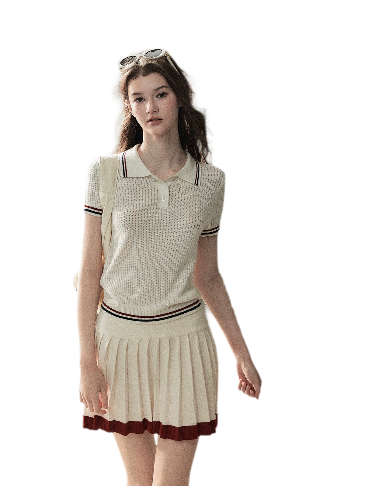 Ribbed Knit Polo Set