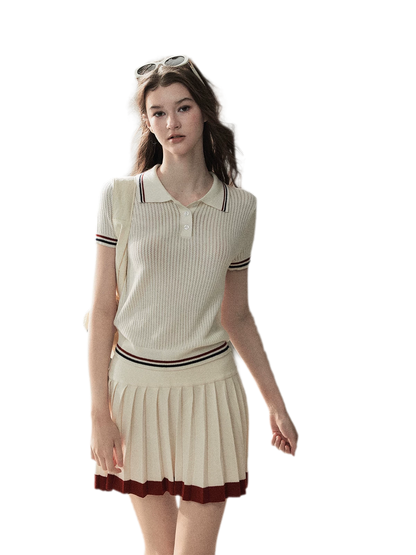 Ribbed Knit Polo Set