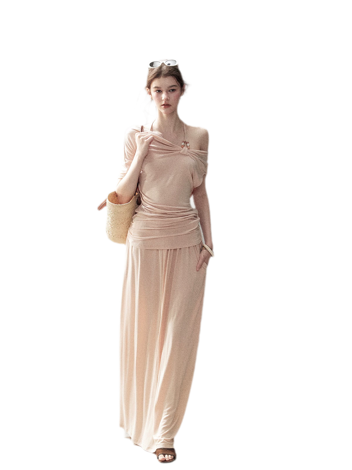 Knot Drape Midi Skirt Set
