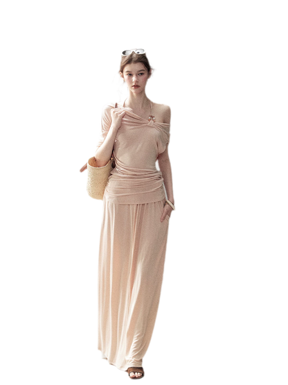 Knot Drape Midi Skirt Set