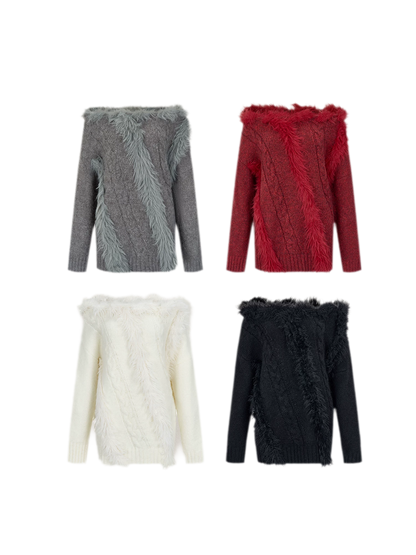 Wool Blend Off-Shoulder Sweater