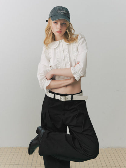 Ruffled Collar Peplum Blouse