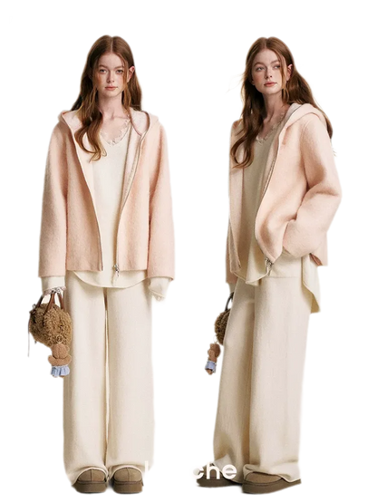 Soft Wool Hooded Jacket