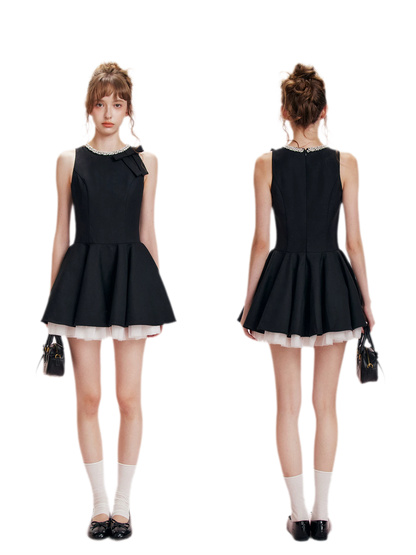 Beaded Bow A-Line Dress