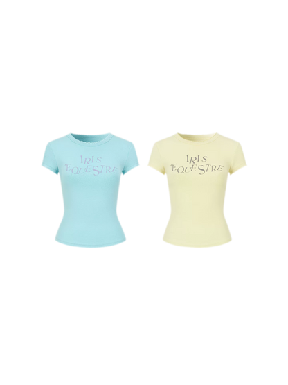 Tencel-Cotton Letter Print Slim T-Shirt