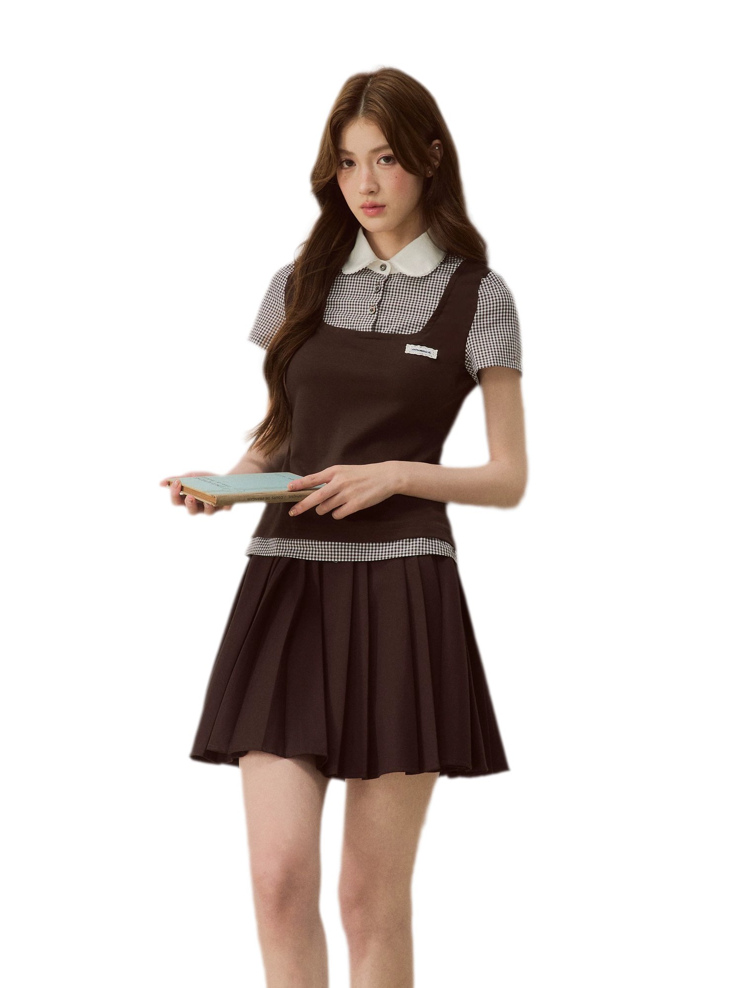 Patchwork Doll Collar Shirt
