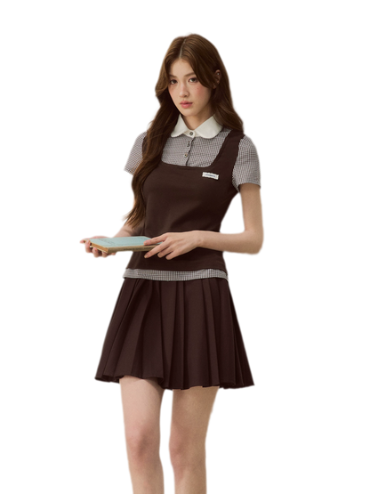 Patchwork Doll Collar Shirt