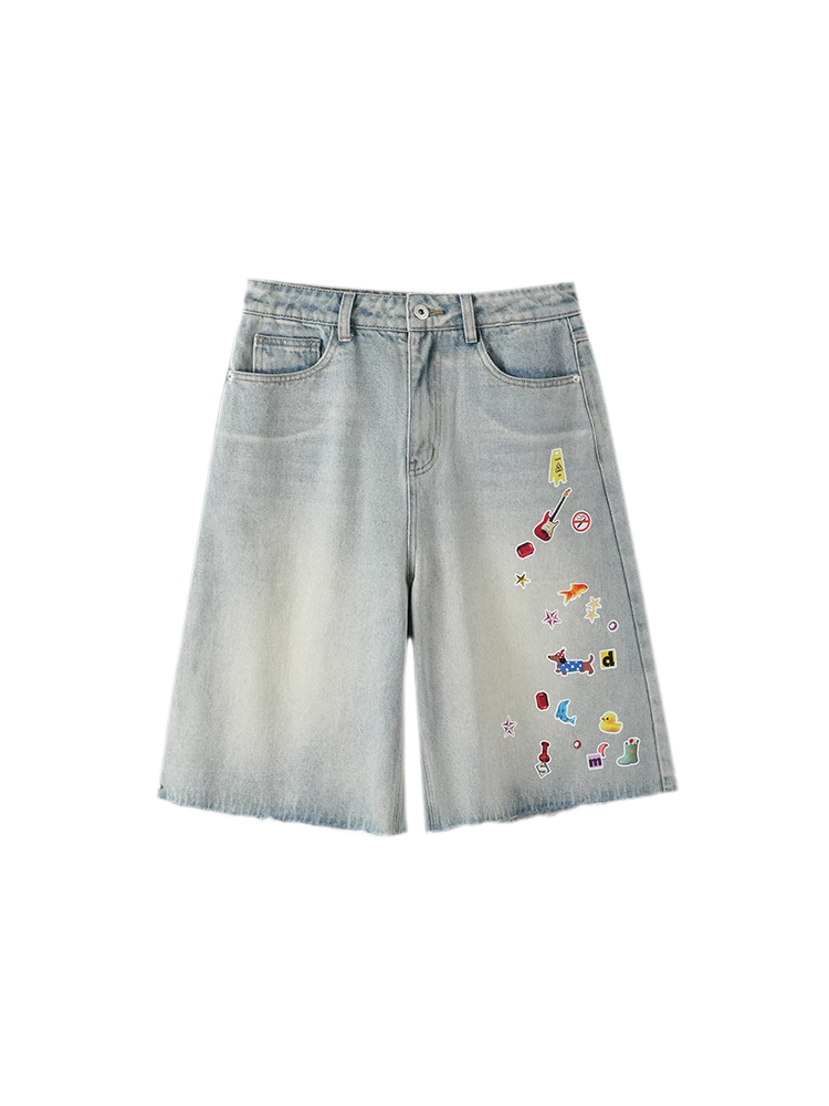 Sticker Design Denim Pants