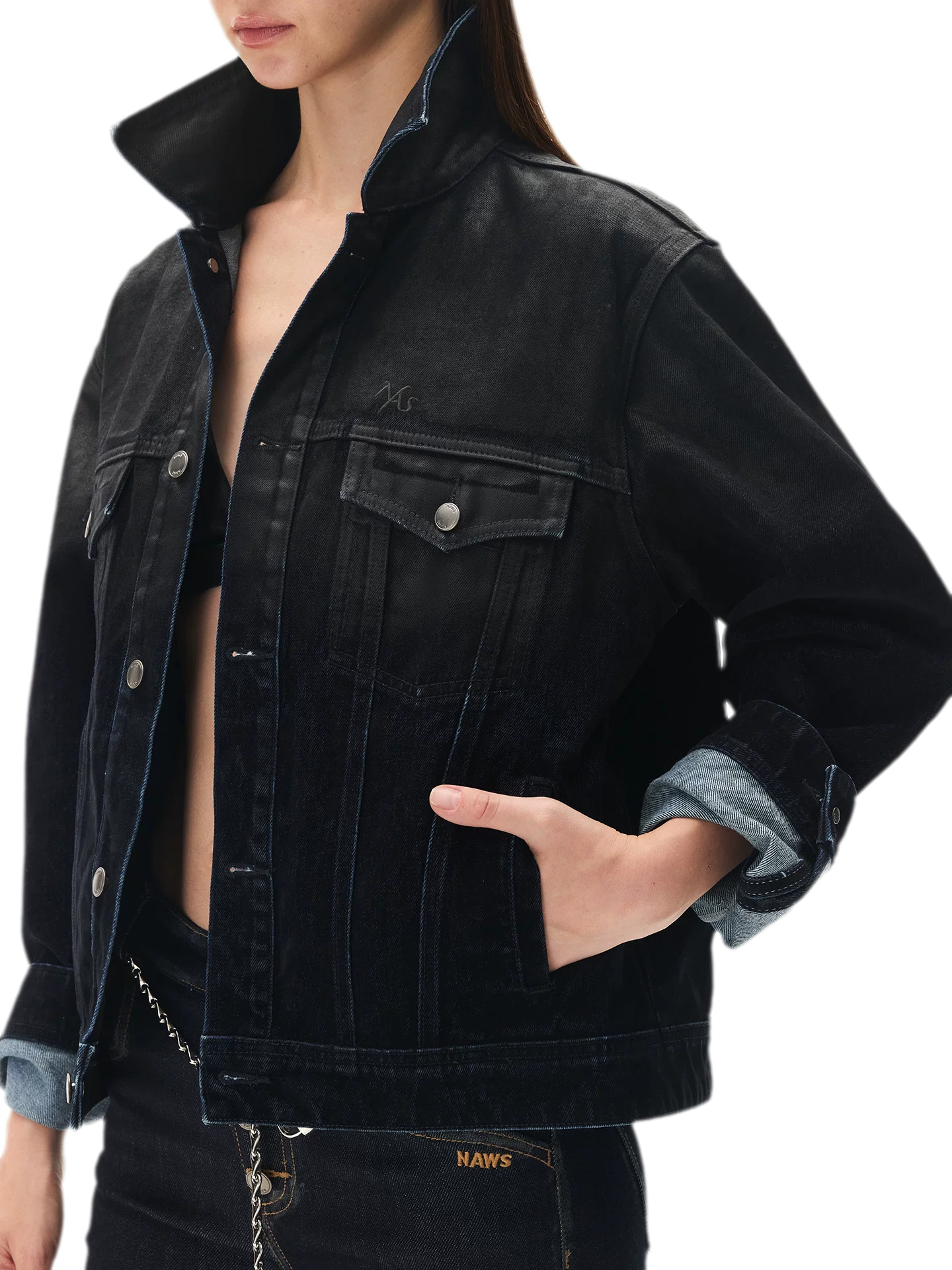 Washed Brushed Gradient Denim Jacket