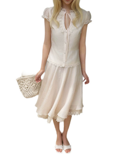 Sweet Lace Blouse Skirt
