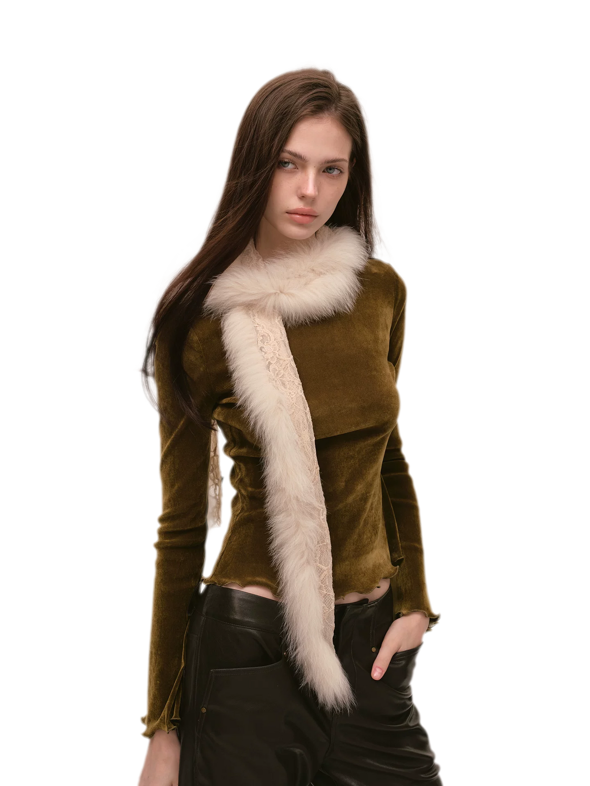 Fox Fur Lace Winter Scarf