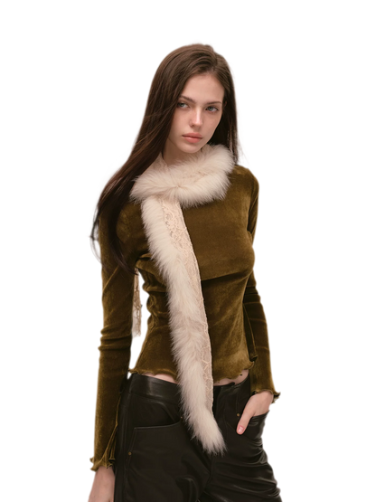 Fox Fur Lace Winter Scarf