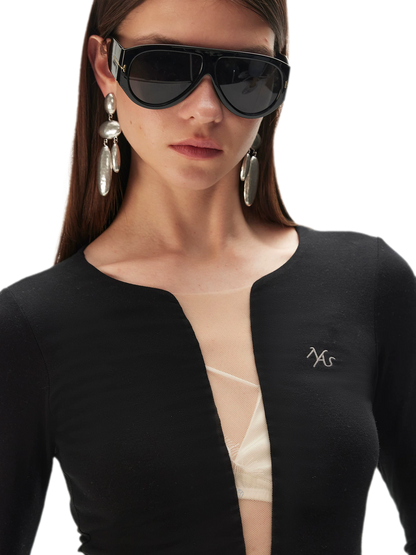 Mesh V-Neck Slim Tee