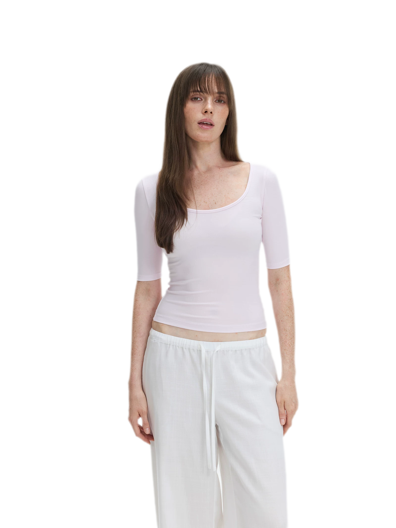 Soft U-Neck Slim-Fit T-Shirt