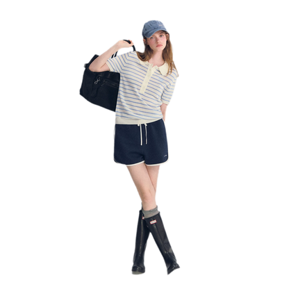 Embroidered Piping Shorts