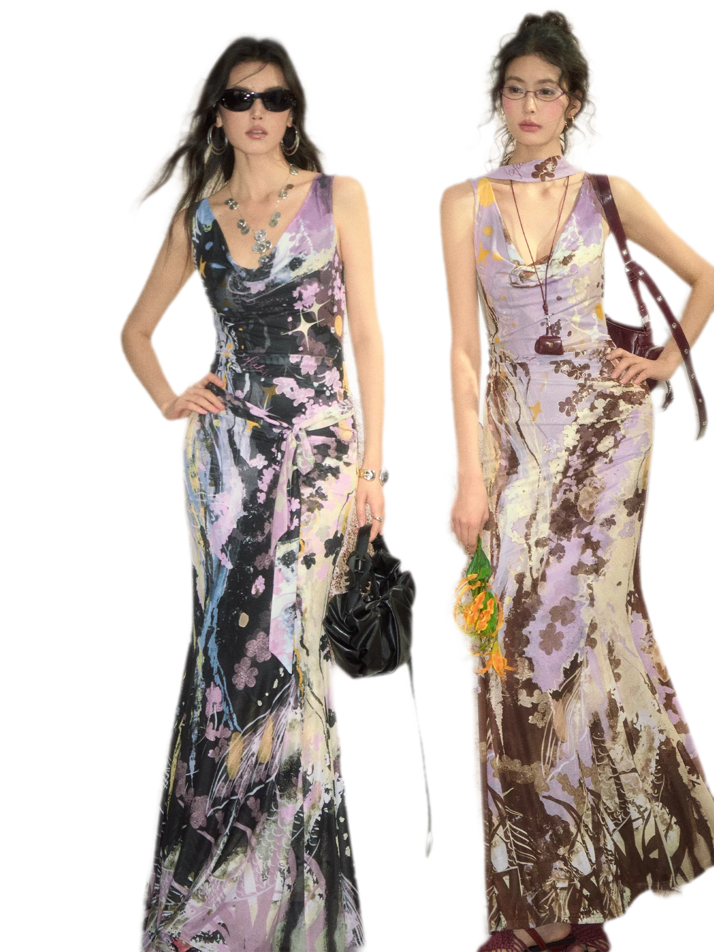 Hand-Painted Mesh Mermaid Dress
