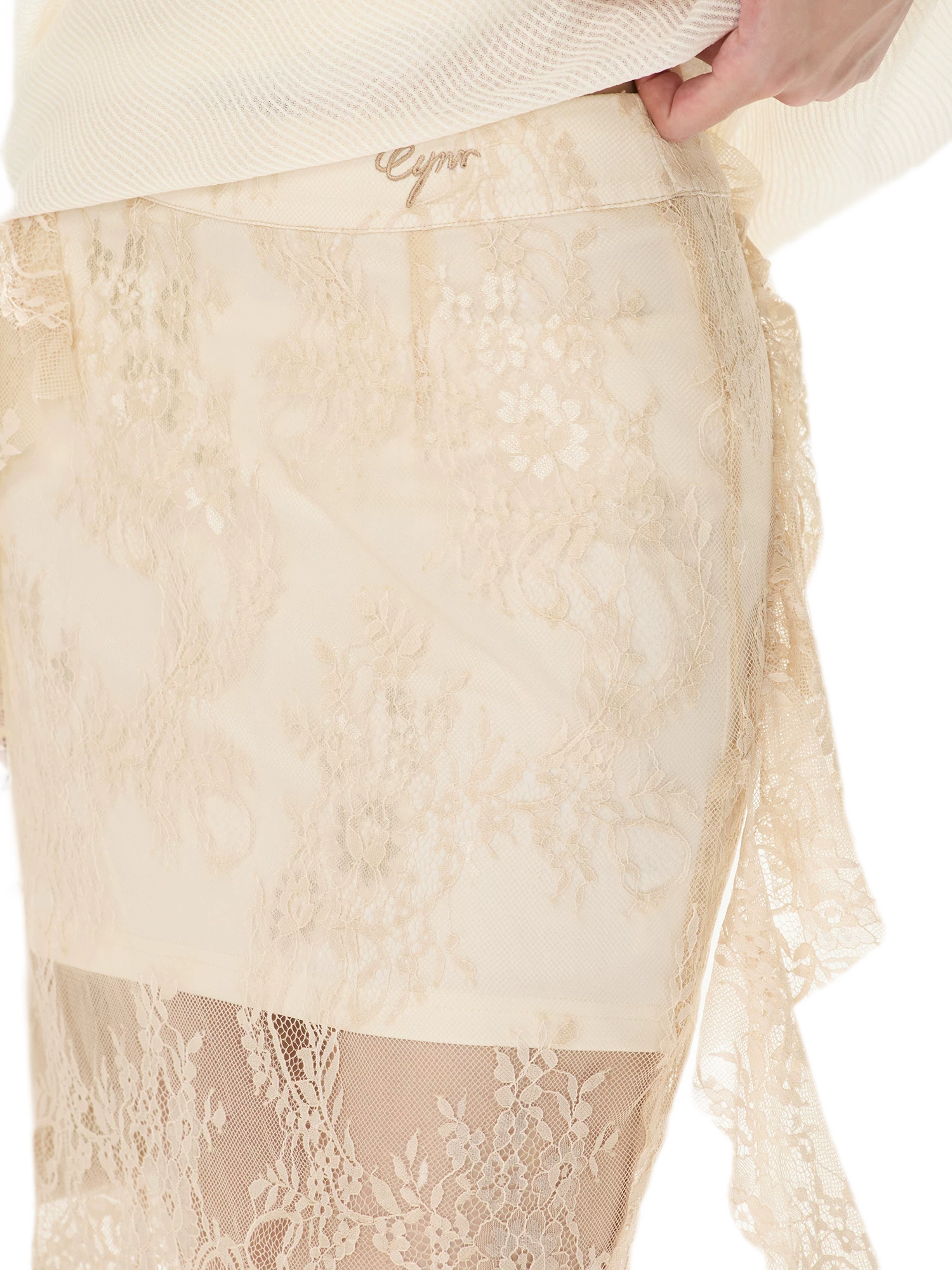 Eyelash Lace Asymmetric Skirt
