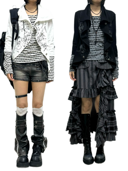 Striped Faux Layer Cardigan