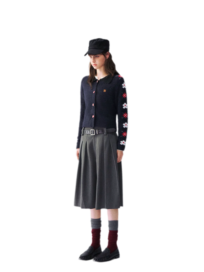Gilet jacquard floral duveteux