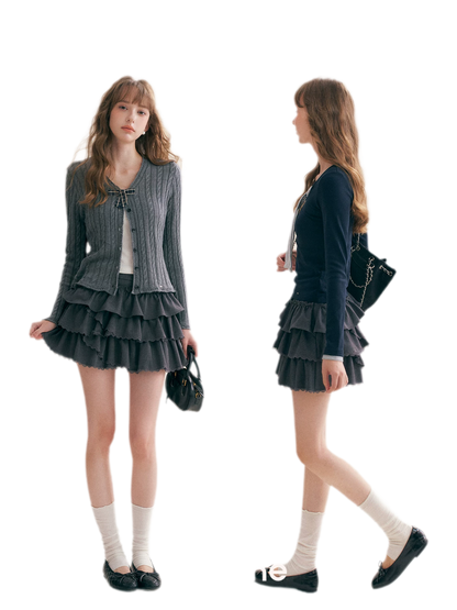Layered Ruffle A-Line Skirt