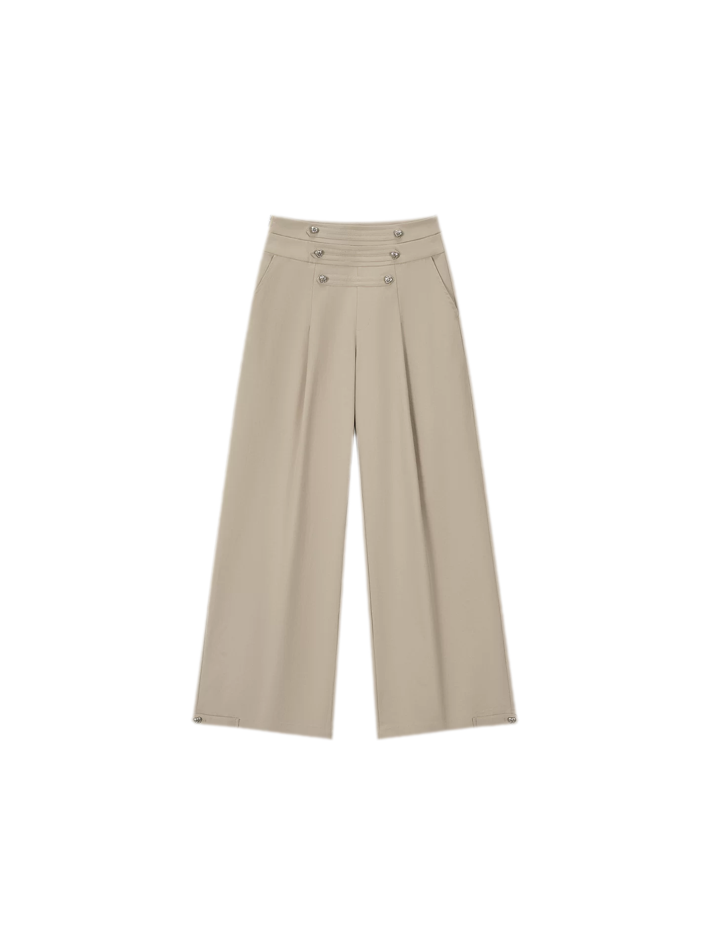 Textured Pleated Wide-Leg Pants
