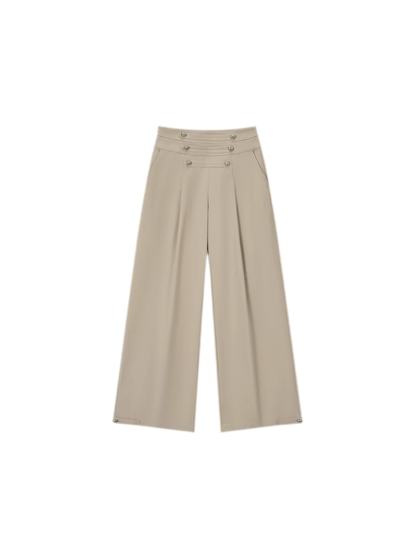 Textured Pleated Wide-Leg Pants