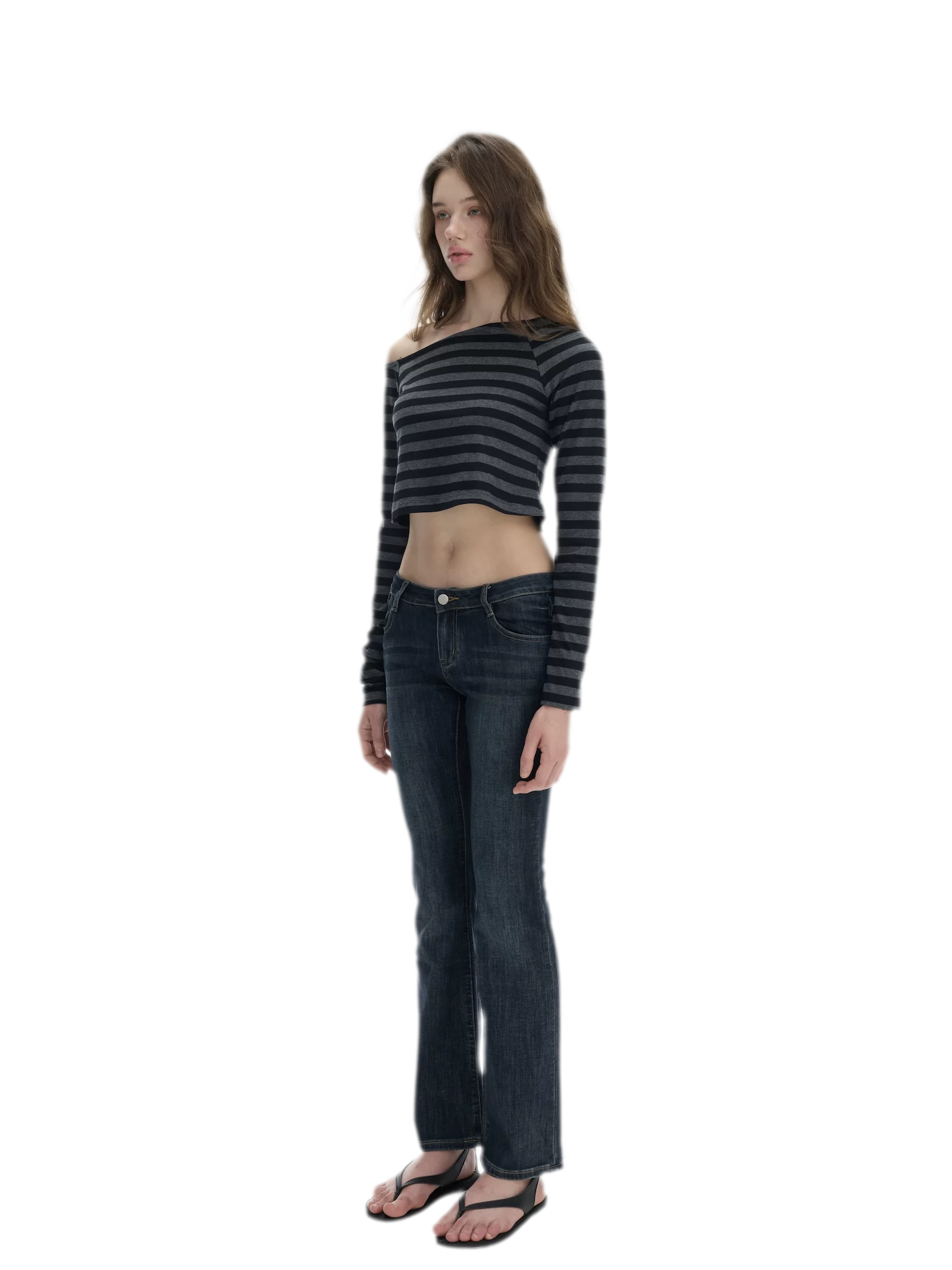 Stretch Low-Rise Flared Jeans