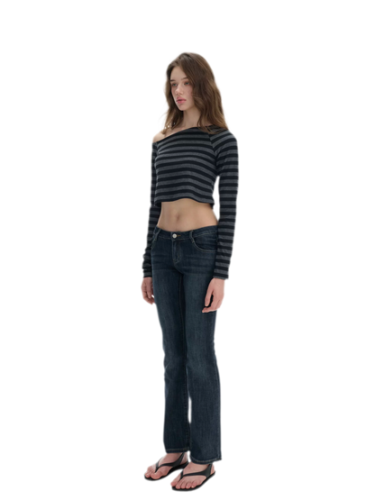 Stretch Low-Rise Flared Jeans