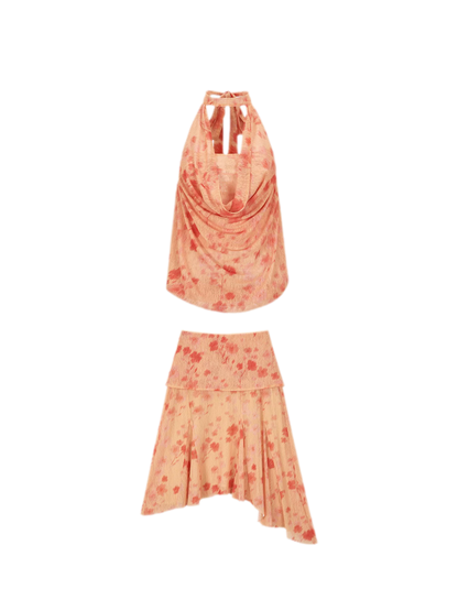 Heart Hunter Vacation Floral Halter Top &amp; Skirt