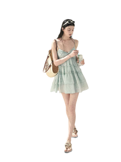 "Mossy Stone Steps" Summer Beach Camisole Dress